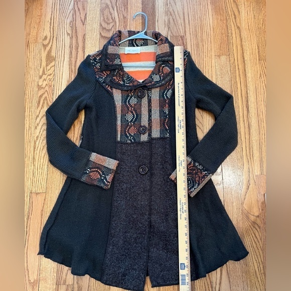 The Cove Womens Long Jacket Size S Bohemian Button Up Long sleeves Brown Aztec - Picture 9 of 9